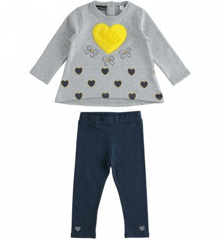 Costum fete 2 piese din bumbac cu colant, IDO