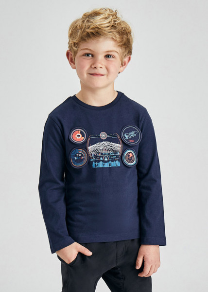 Tricou ECOFRIENDS maneca lungă cu aplicație pe piept pentru băiat, Mayoral