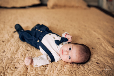Costum cu pantalon din tercot bleumarin 4 piese