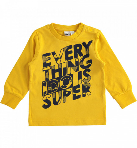 Tricou cu maneca lunga galben IDO din bumbac de baieti