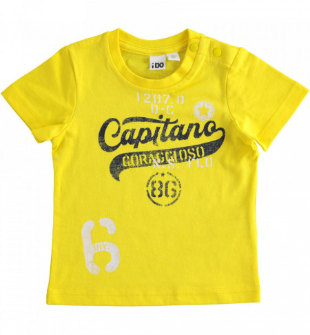 Tricou galben si bleomarin din bumbac de baieti IDO