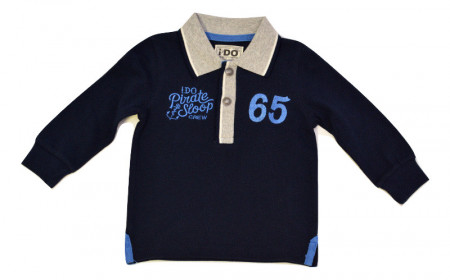Bluza polo cu maneca lunga bleumarin de baieti IDO