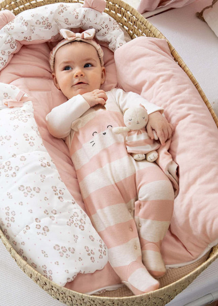Pijama ECOFRIENDS roz cu bentiță pentru nou-născut fată, Mayoral