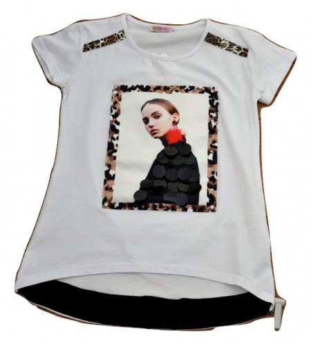 Tricou fete, lunga in spate