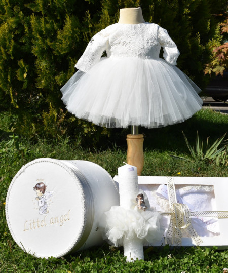 Trusou de fetita ivoire cu dantela si tiul