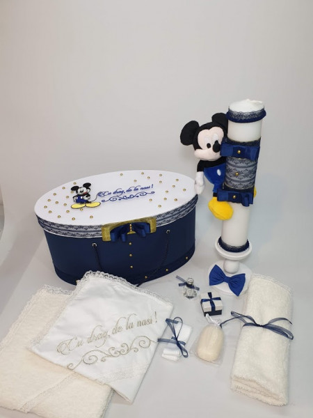 Trusou pentru botez cu cutie si lunamare tema Miki - Mini