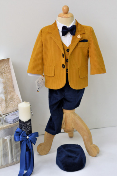 Costum botez Levin din catifea gen reiat