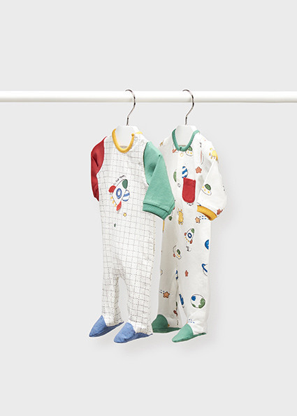 Set de pijama pentru nou născut baiat, realizată din bumbac organic, Mayoral