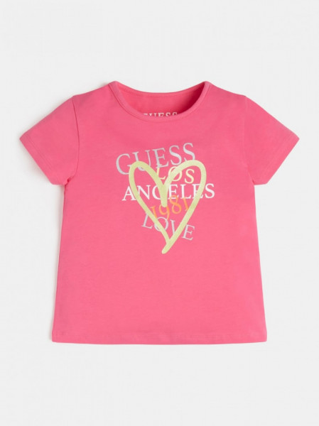 Tricou roz cu inimioara, Guess