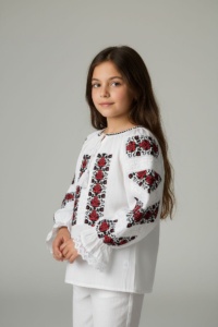 Ie tradițională fata, brodata, roșu cu negru