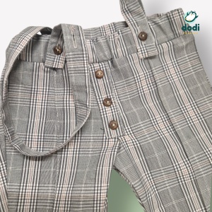 Costum cu pantalon în carouri, gri și galben regal, 4 piese - Img 3