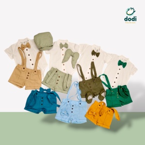 Costum de botez cu pantalon scurt de in - Img 2