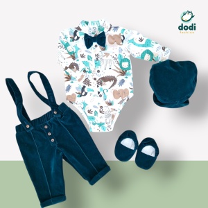 Costum de botez verde smarald "Jungle Elegance" - Img 3