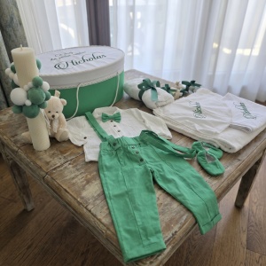 Trusou Băiețel Botez verde,galben si albastru regal – Tematică Baloane de vara