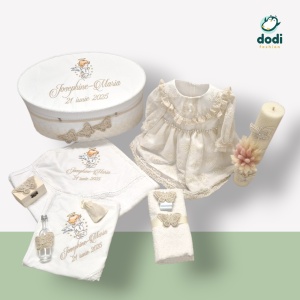 Trusou ivoire personalizat pentru botez cu fluturasi - Broderie 3D și decoruri elegante - Img 7