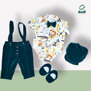Costum de botez verde smarald "Jungle Elegance"