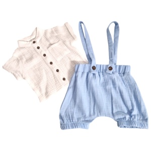 Costum din muselina scurt  bleu