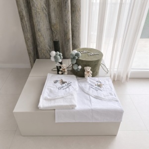 Trusou Botez Băieți personalizat cu urs si baloane