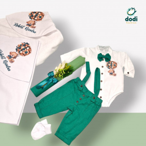 Trusou de botez verde urs cu baloane