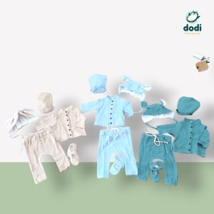Costum Botez Băiețel din Muselină – Cămașă Reglabilă și Pantaloni cu Șiret + Accesorii Asortate - Img 2