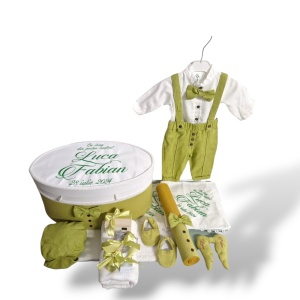 Trusou de botez verde fistic personalizat - Img 1