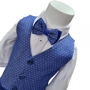 Costum pentru botez în bleo cu vests in pucouri 6 piese - Img 2