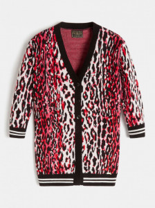 Pulover lung tricotat din bumbac multicolor , Guess - Img 1
