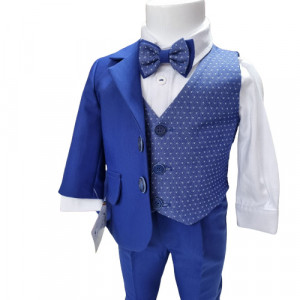 Costum pentru botez în bleo cu vests in pucouri 6 piese - Img 1