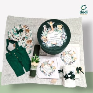 Trusou Botez Băiețel - Set Complet Personalizat în Tematica Jungla bleo sau verde - Img 1