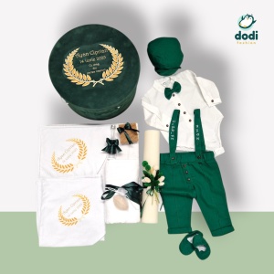 Costum Băiețel Botez sau Eveniment – Cămașă Bumbac, Pantalon In orice culoare personalizat, Papion & Bretele – 0-6 Ani - Img 2