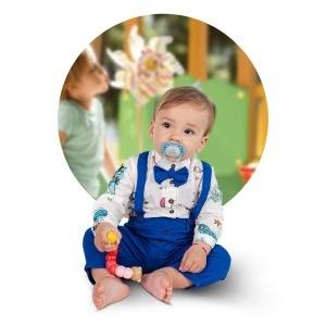 Costum Băiețel Botez sau Eveniment – Cămașă Bumbac, Pantalon In Albastru Electric, Papion & Bretele – 0-6 Ani - Img 1