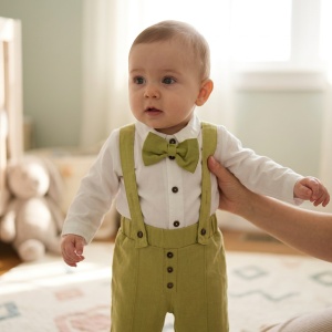 Costum de eveniment, verde din in - Img 2