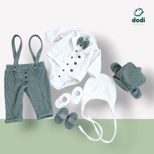 Costum verde carou cu sacou tricotat diverse culori - Img 2