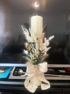 Lumânare Naturală Botez/Cununie cu Flori Uscate - Floral Grace - Img 2