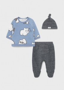 Pulover, pantaloni cu botoșei și căciulă pentru bebe-băiat, Mayoral - Img 3