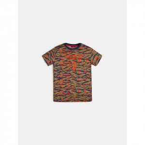 Tricou GUESS cu maneca scurta si imprimeu in culori armari din bumbac