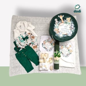 Trusou Botez Băiețel - Set Complet Personalizat în Tematica Jungla bleo sau verde - Img 2