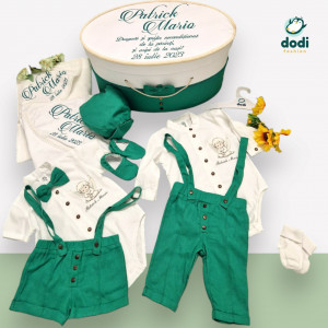 Trusou de botez verde crud cu ingeras