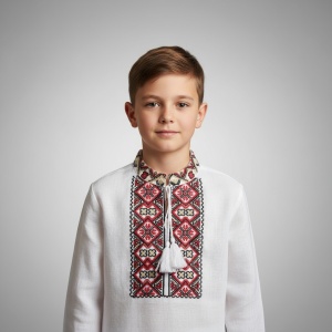 Ie traditionala pentru baiat panza topita rosie - Img 2
