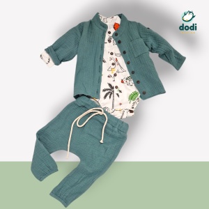 Set elegant pentru băieți „Dodi Royal” – muselină și bumbac 100% - Img 2