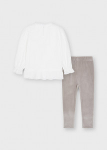 Set leggings din catifea cu flori aplicate, pentru fată, Mayoral - Img 2