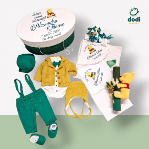 Trusou de botez verde in tema Winnie the Pooh