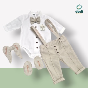 Costum bej carou cu aripioare de îngeraș - Img 2