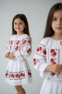 Costum tradițional pentru fetițe brodat - Img 2