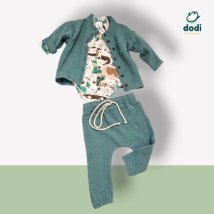 Set elegant pentru băieți „Dodi Royal” – muselină și bumbac 100% - Img 3