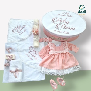 Trusou somon din in personalizat pentru botez cu fluturasi - Broderie 3D și decoruri elegante - Img 2