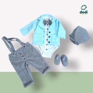 Costum din catifea gri și sacou tricotat - Img 8