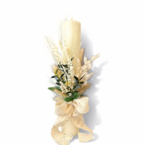 Lumânare Naturală Botez/Cununie cu Flori Uscate - Floral Grace