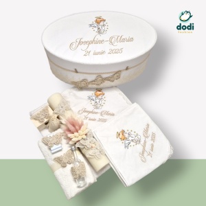 Trusou ivoire personalizat pentru botez cu fluturasi - Broderie 3D și decoruri elegante - Img 5