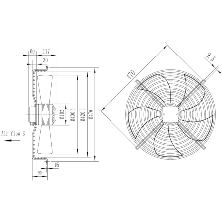 Ventilator 400 mm Aspiratie Axial - MTA103RF